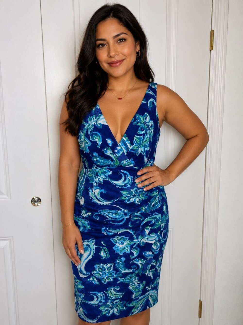 Lauren Ralph Lauren Faux Wrap Floral Sleeveless Midi Dress Size 8